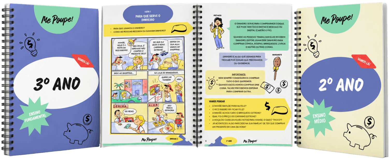 Cadernos de experiência do Me Poupe! na Escola para o aluno
